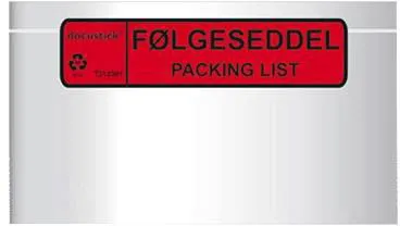 Docustick Standard pakbonzak met opdruk C65 225 mm x 122 mm