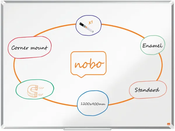 Nobo Premium Plus geëmailleerd whiteboard 120x90cm wit